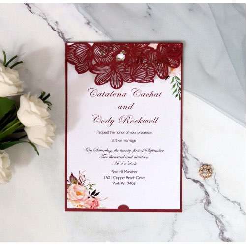 Rose Invitation Card Laser Cut Wedding Invitation Card